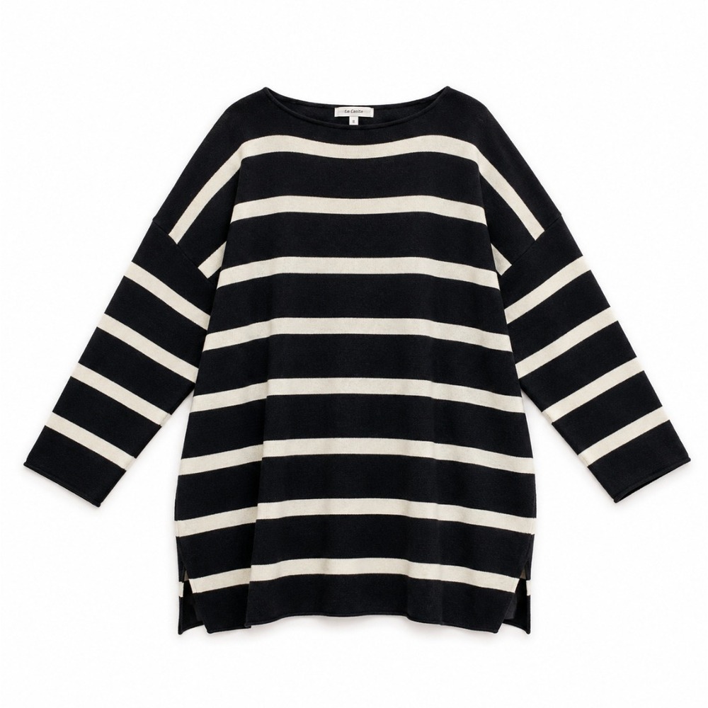 Eileen Fisher Organic Cotton Striped Oversized Tunic Sweater XL Sustainable Cozy